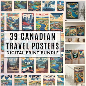 All Canada Provinces and Territories Travel Posters Bundle, 37 Prints, SVG, PDF, JPEG, Home Decor Wall Art, Souvenir, Digital Print, 300DPI