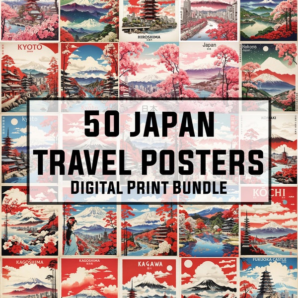 50 Japan Vintage Travel Posters, Japanese Wall Art, Vintage Poster, Japan Souvenir, Japan Prints, Japan Poster, Digital Prints, 300DPI