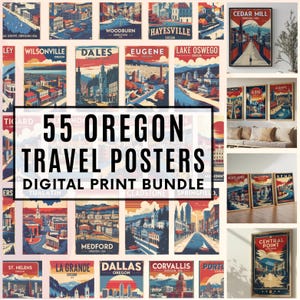 Vintage Oregon Travel Poster Set – 55 City Prints | SVG, PDF, Digital Wall Art, usa Souvenir, Instant Download, 300DPI