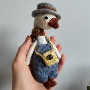 Handmade Knitted Goose Plushie with Hat