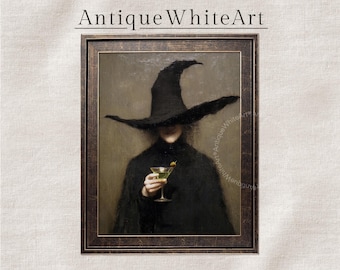 Halloween Witch With Cocktail Wall Art, Printed and Shipped Unframed S20515