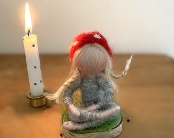 Mushroom child felt figure gnome children Grimmsring felt plug