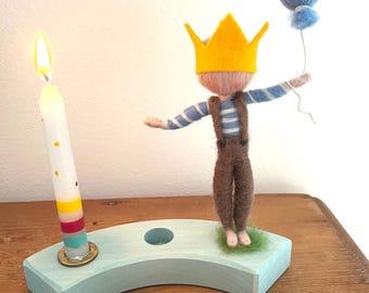 Geburtstagsstecker Junge Filzstecker Grimmsring Filzfigur Geburtstag