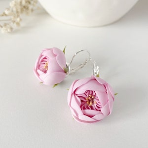 Peony earrings flower jewelry peony pink earrings peony jewerly botanical jewelry wedding earrings pink flower aerrings