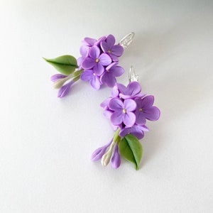 Lilac earrings lilac jewellery lilac pendant flower earrings flower jewellery lilac necklace botanical jewellery floral earrings delicate