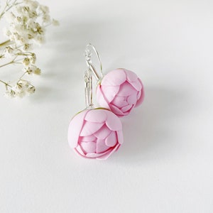 Pink peony earrings bud peony earrings peony jewellery pink flower earrings floral earrings floral jewellery pink flower dangle earrings
