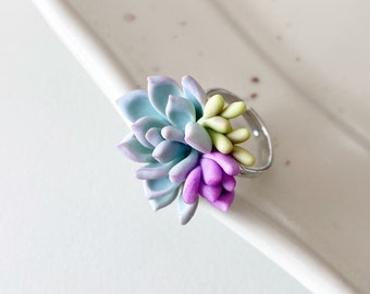 Succulent ring succulent jewellery botanical ring greenery ring succulent wedding bright succulent ring succulent lover gift
