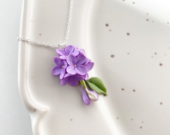 Pendentif lilas collier lilas bijoux lilas boucles d'oreilles lilas bijoux de fleurs boucles d'oreilles fleurs bijoux botaniques pendentif de mariage lilas