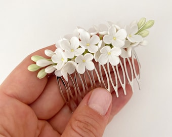 Lilac hair comb ivory flower hair comb wedding flower hair piece bridal hair clip delicate floral hair comb lilac wedding hair pin