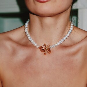 Crystal Beads Necklace gemstone, 18k gold clasp high quality Jewellery choker, crackled quartz crystal, handmade white, SparksandMe image 2