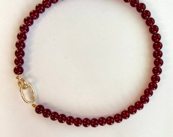 Beaded Necklace gemstone, Jewellery 18k 24k gold plated necklace high-quality choker,  crystal handmade red stone,  gold by SparksandMe