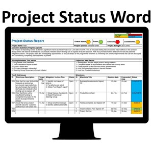 Project Status Report Template Word | Project Status Progress  | Project KPI Dashboard | Project Health | Project Metrics