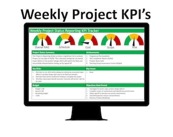 Wekelijkse projectstatusrapportage KPI-tracker 2 bestanden voor de prijs van 1 sjabloon (PowerPoint en Excel)