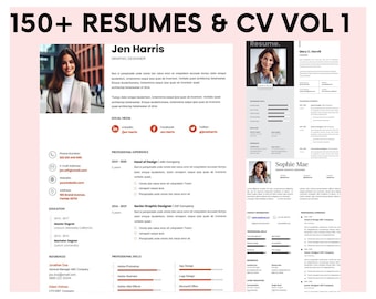 150+ Resume and CV Templates Volume 1 (Resume templates, Professional resume, Modern resume templates, ATS-friendly Editable resume)