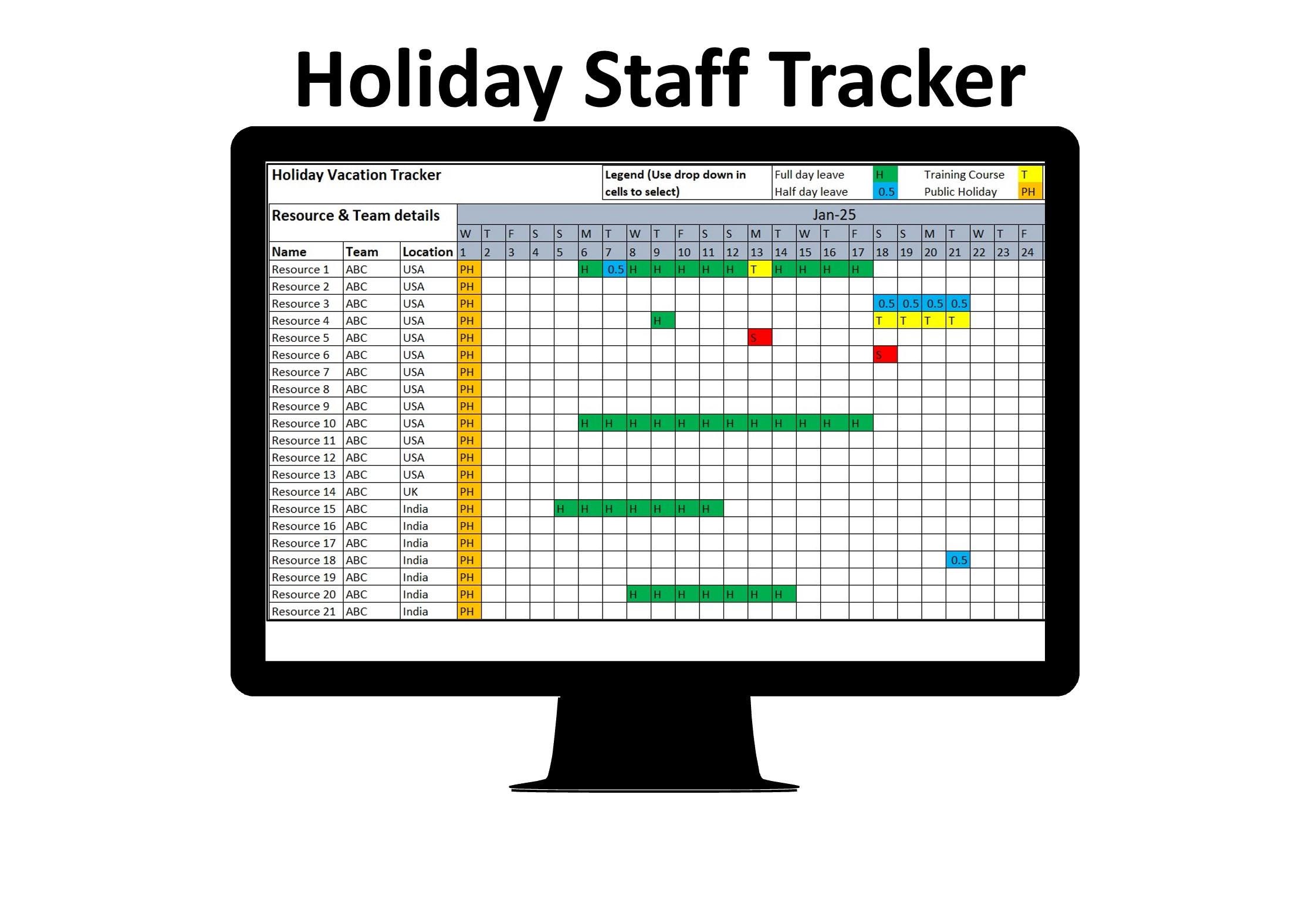 Holiday Annual Leave Tracker Employee Holiday Tracker Staff Holiday