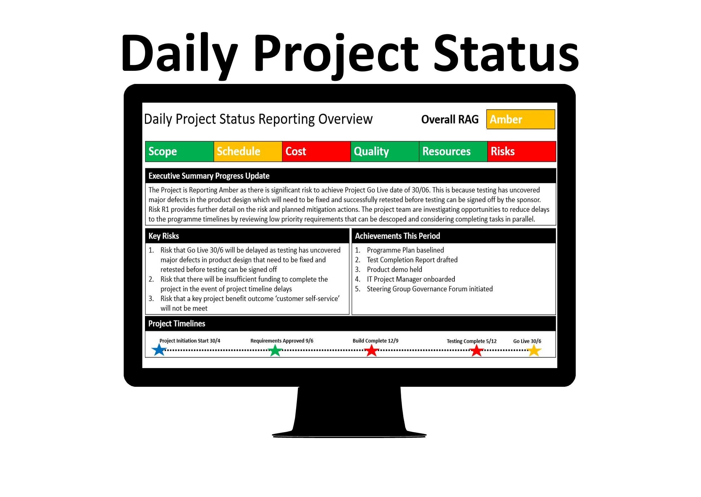Daily Project Status Reporting Overview 2 files for the price of 1 Template (PowerPoint & Excel)