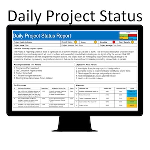 Daily Project Status Report 2 documents for the price of 1 Template (PowerPoint & Excel)