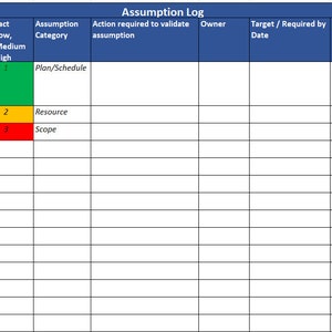 Project RAID Risk Issue Dependency Assumption Log Tool (excel) - Etsy