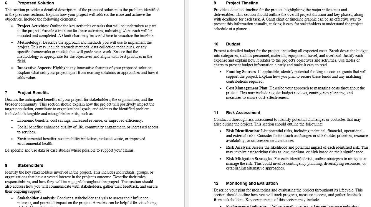 Project Proposal Template (word) PMI APM PRINCE2 - Etsy