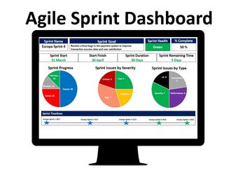 Modèle de tableau de bord de sprint agile. Modèle de suivi de sprint. Outil de gestion de projet agile. Tableau de bord de suivi des défauts PowerPoint