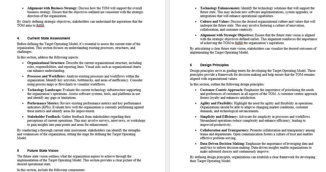 Target Operating Model (TOM) Template (word) - Etsy