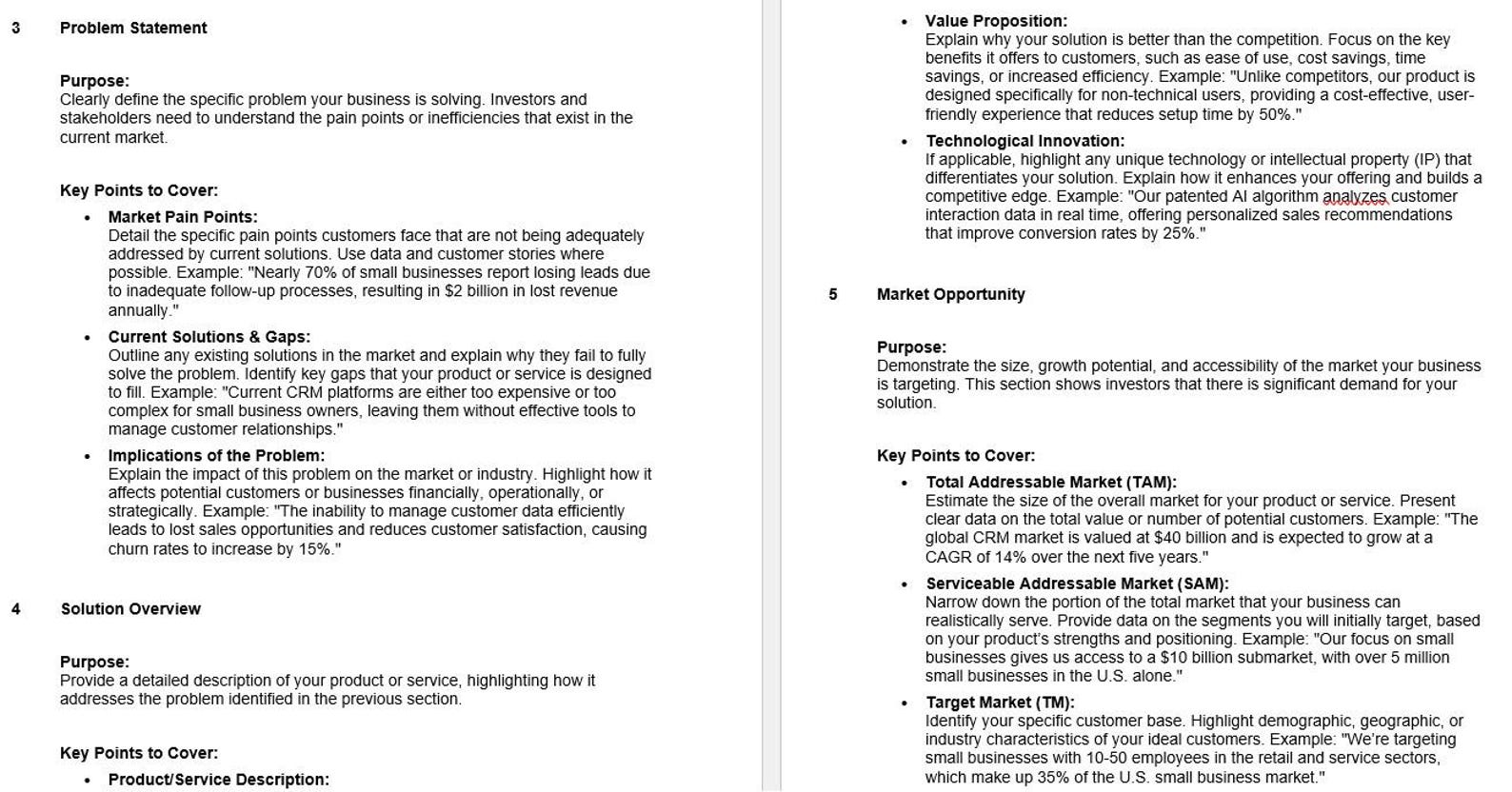 Business Pitch Startup Template Word Document Etsy