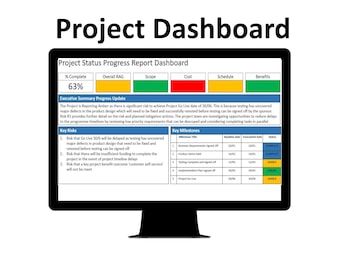 Project Status Progress Report Dashboard 2 Files for the price of 1 Template (PowerPoint Excel)