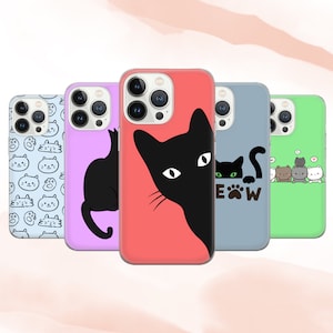 Cute Colorful Cat Phone Case Catlovers Cover fit for iPhone 15 Pro Max, 14 Plus, 13, 12, 11, XR & Samsung S24, S23, A54, A53, Pixel 8 Pro, 7