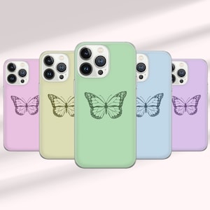 Cute Butterfly Phone Case Minimalistic Cover fit for iPhone 15 Pro Max, 14 Plus, 13, 12, 11, XR & Samsung S24,S23,A54,A53,Pixel 8 Pro,7