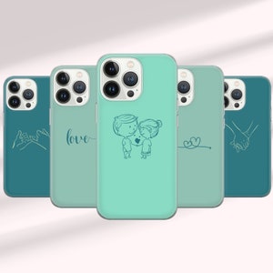Cute Love Couple Phone Case Minimalist Cover fit for iPhone 15 Pro Max, 14 Plus, 13, 12, 11, XR & Samsung S24, S23, A54, A53, Pixel 8 Pro,7