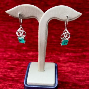 Art Deco Earrings Paraiba Tourmaline - Unique Design Dangle Drop Gemstone Earring with Paraiba Tourmaline - 925 Silver English Lock Earrings