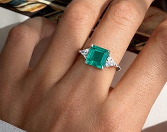 Bague en argent 925 Art déco avec tourmaline Paraiba : diamant taille carrée