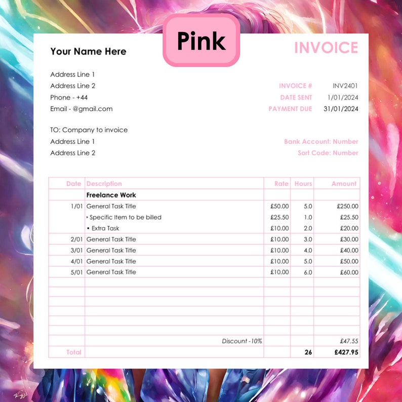 Freelance Self-employed Invoice Template - Etsy