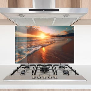 Panel antisalpicaduras de vidrio templado Sunset Beach: Panel para cocina