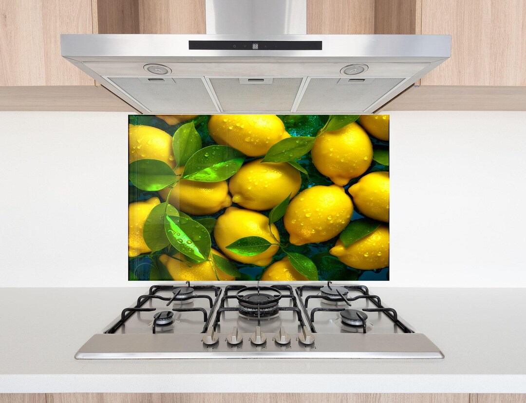 Lemon Splashbacks Lemon Glass Backsplash Panel, Tempered Glass Kitchen Splashback for ...