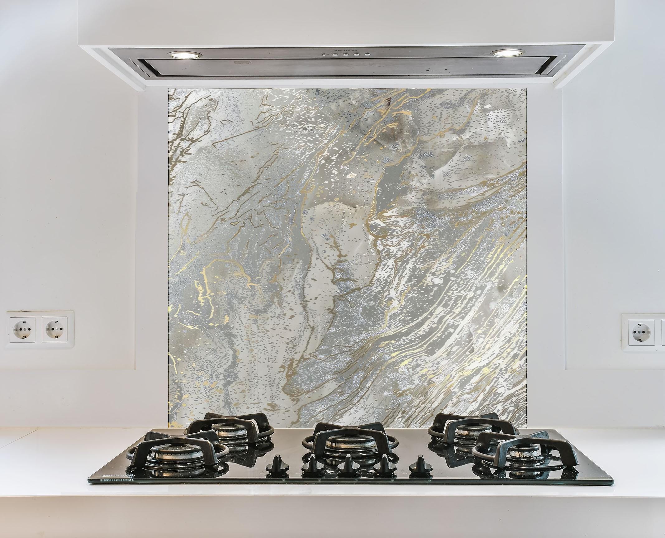 Luxury Marble Glass Splashback – Gold Vein Stone Backsplash Panel ...