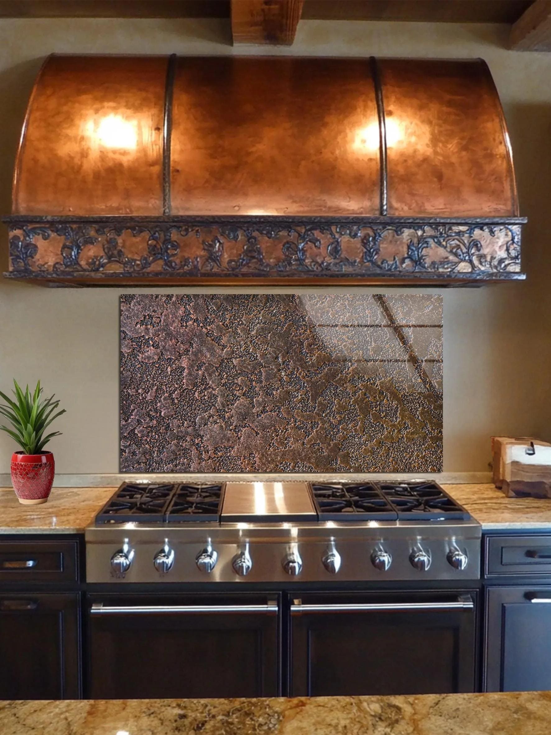 Rust Kitchen Splashback Rust Texture Glass Backsplash – Industrial Metal Look Kitchen ...