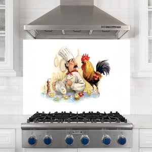 Huhn Koch Backsplash aus gehärtetem Glas: Herdabdeckung