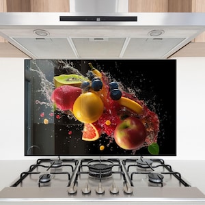 Tempered Glass Fruit Backsplash Design-Cooker Wall Backsplash Panel-Glass Splashback For Kitchen Panel Design-Fruits Splashback-