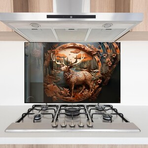 Deer Tempered Glass Backsplash: Kitchen & Bathroom