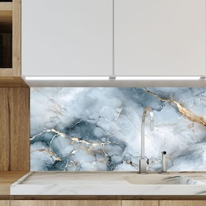 Green Marble Tempered Glass Kitchen Backsplash – Luxury Gold Vein Splashback, Modern Stove Cover Wall Art