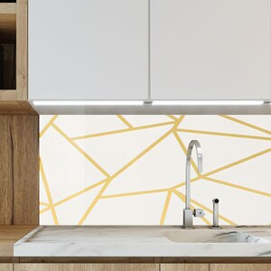 Tempered Glass Kitchen Backsplash Golden  Backsplash, Stove Backsplash for Kitchen Splashback for Stove Back Cover, Backsplash Behind Stove