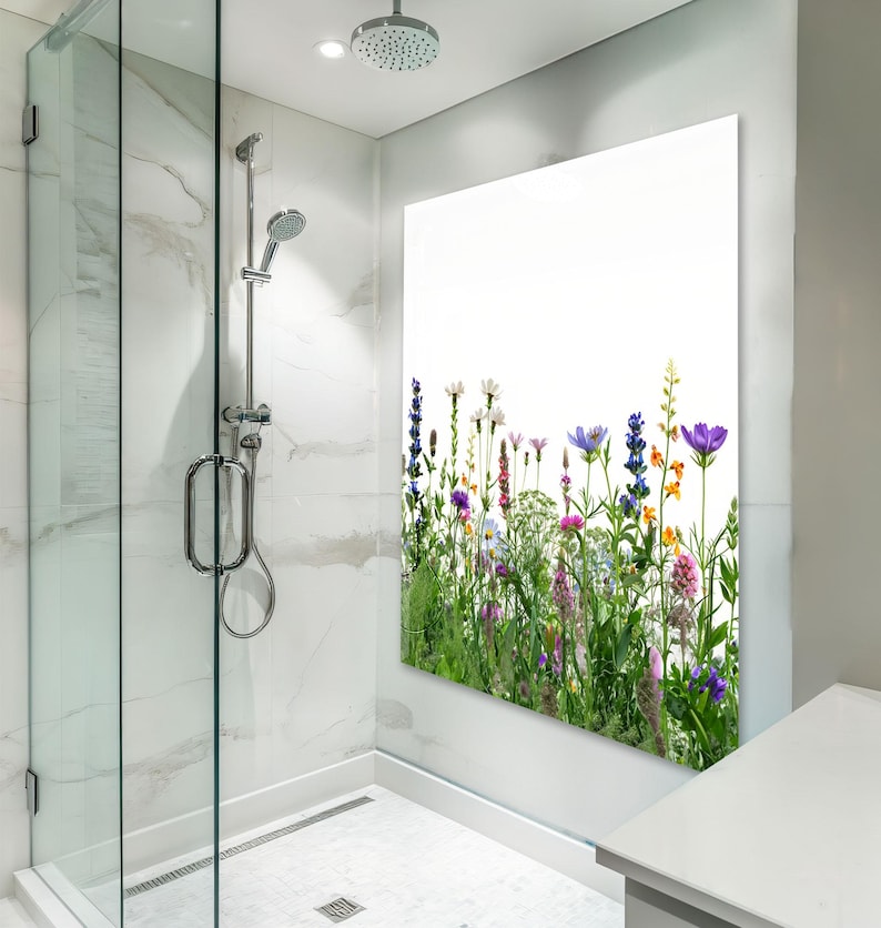 Wildflower Glass Backsplash Panel, Tempered Glass Kitchen Splashback ...