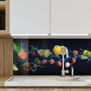 Tempered Glass Fruit Backsplash Design-Cooker Wall Backsplash Panel-Glass Splashback For Kitchen Panel Design-Fruits Splashback-