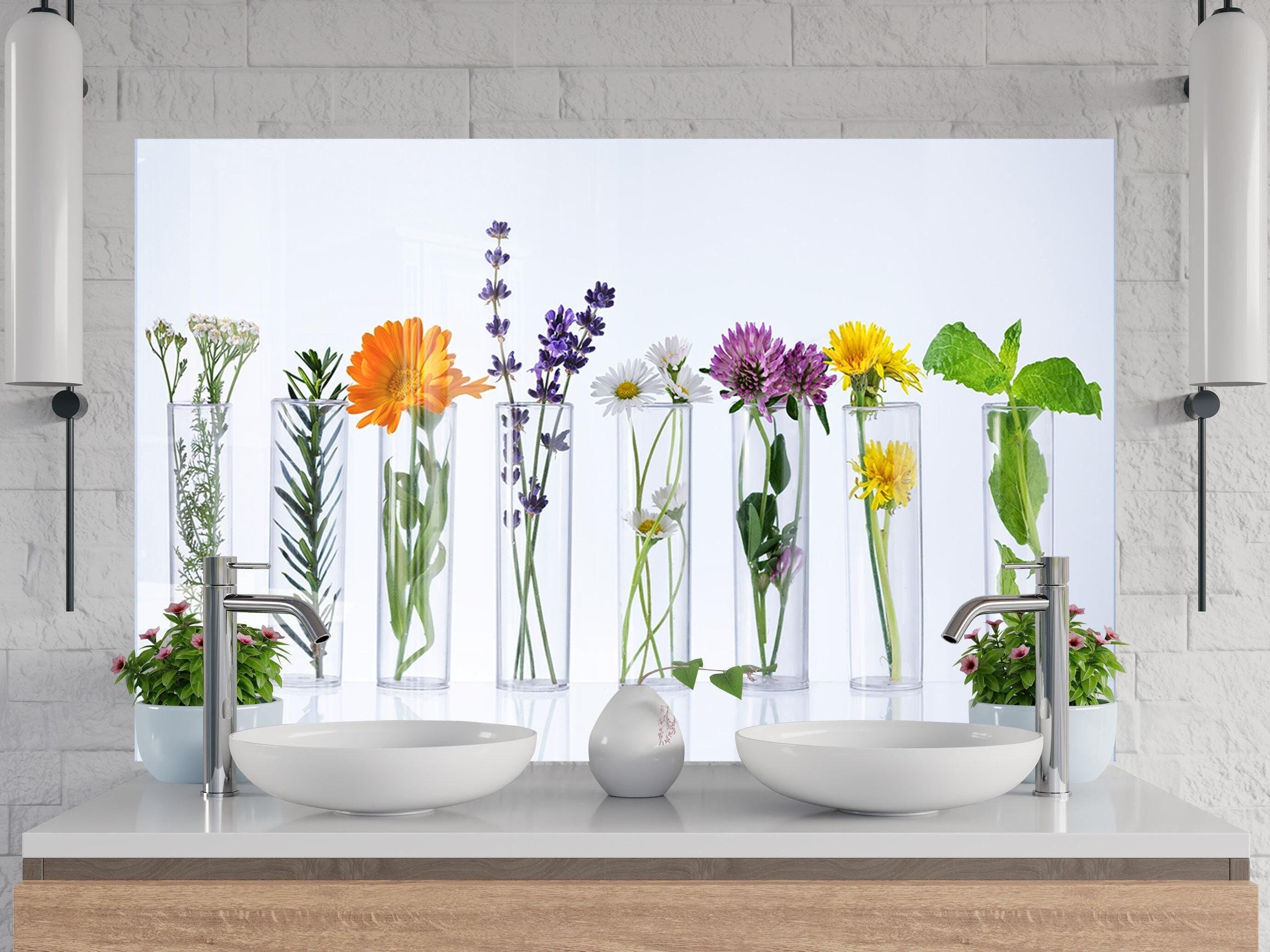 Tempered Glass Kitchen Backsplash, Botanical Backsplash, Stove Backsplash for Kitchen, Flowers Kitchen Splashback, Backsplash Behind Stove