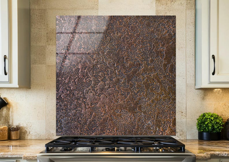 Rust Kitchen Splashback Rust Texture Glass Backsplash – Industrial Metal Look Kitchen ...