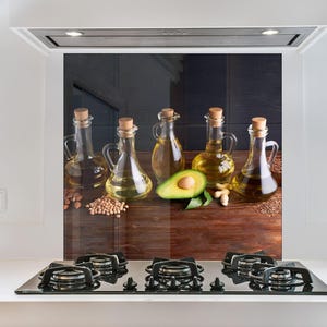 Elegant Glass Backsplash  Set for Kitchen,  Olive Oil Splash Guard for Stove