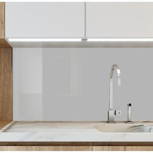 Solid Gray Glass Backsplash Panel, Tempered Glass Kitchen Splashback for Stove Wall, Minimal Modern Neutral Decor, Easy Clean