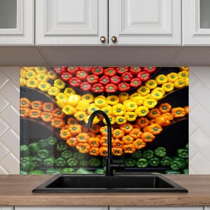 Colorful Vegetable  Backsplash,  Tempered Glass Kitchen Splashback for Stove
