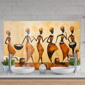 Tempered Glass Kitchen Backsplash, African Woman Backsplash, Backsplash Decor, African Splashback Stove Back Cover, Backsplash Behind Stove